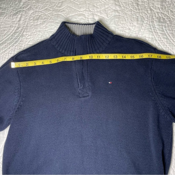 Tommy Hilfiger 1/4 Zip Navy Sweater with Elbow Patches Boys XL (20) Preppy Retro - Picture 3 of 10